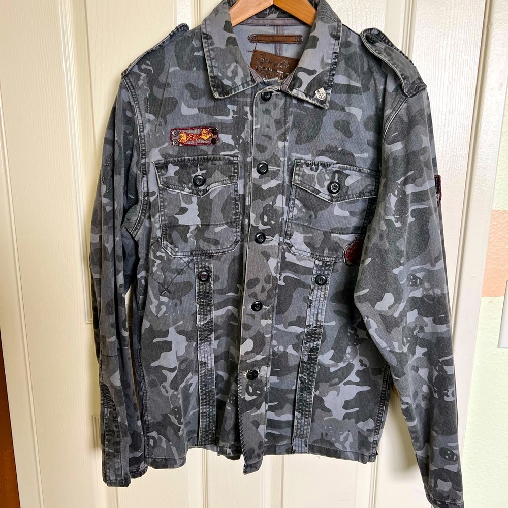 Indigo Star Camouflage Military Cotton Jacket Size M